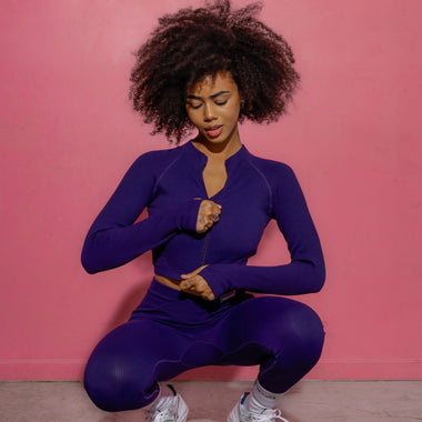 Yahya Ribbed Long Sleeve Zip Front Crop Top