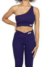 Yahya Ribbed One Strap Caged Back Sports Bra Top