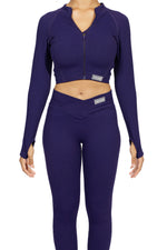 Yahya Ribbed Long Sleeve Zip Front Crop Top
