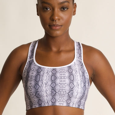 Safi Snake Print Racerback Sports Bra