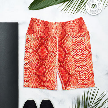 Orange Safi Snake Print Soft Buttery High Waisted Biker Shorts