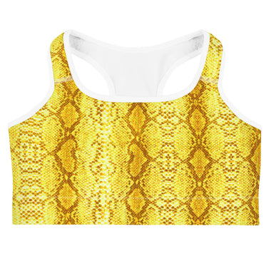 Yellow Safi Print Moisture Wicking Medium Support Racerback Sports Bra