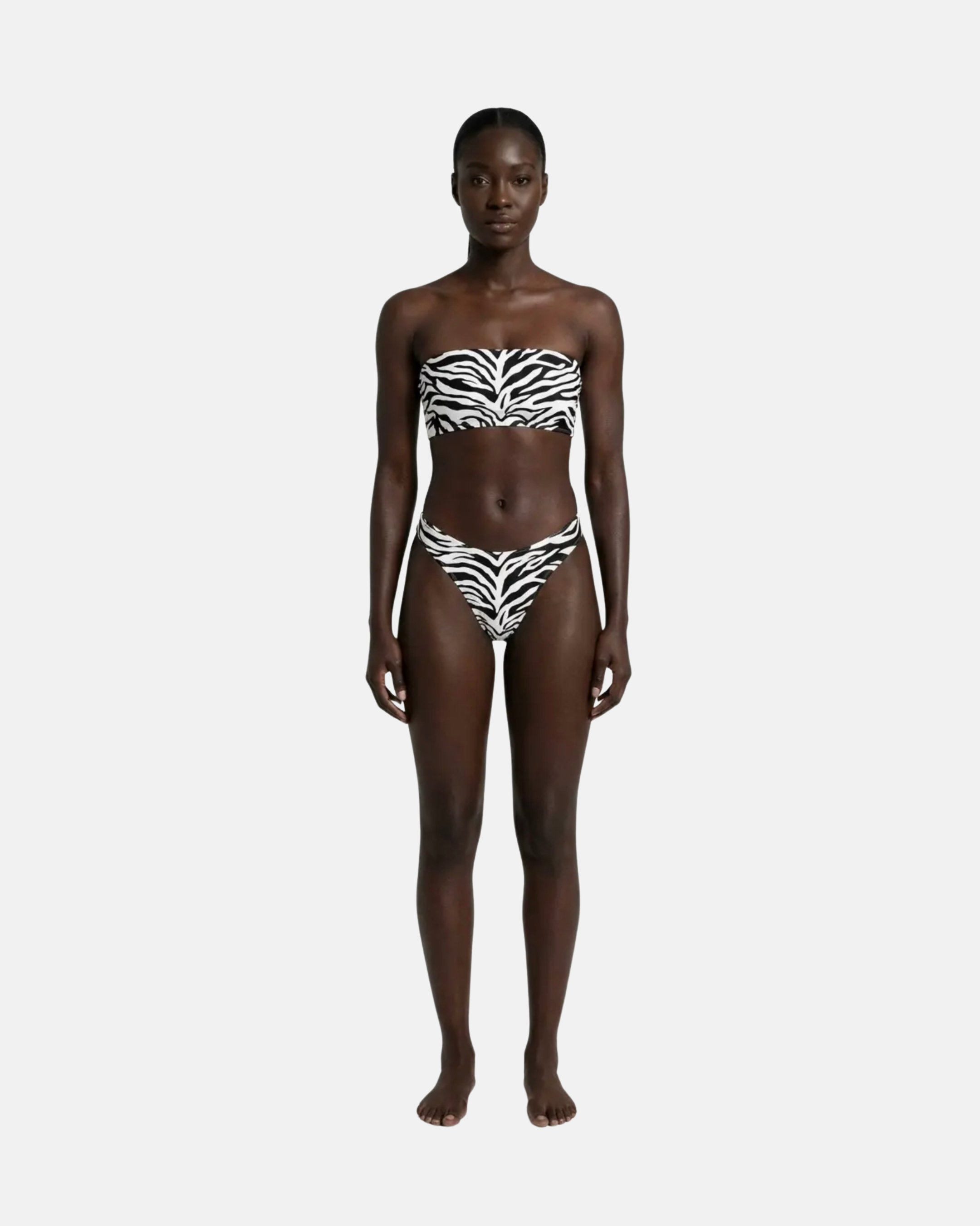 Mkali Noir Tiger Print Recycled Bandeau Bikini