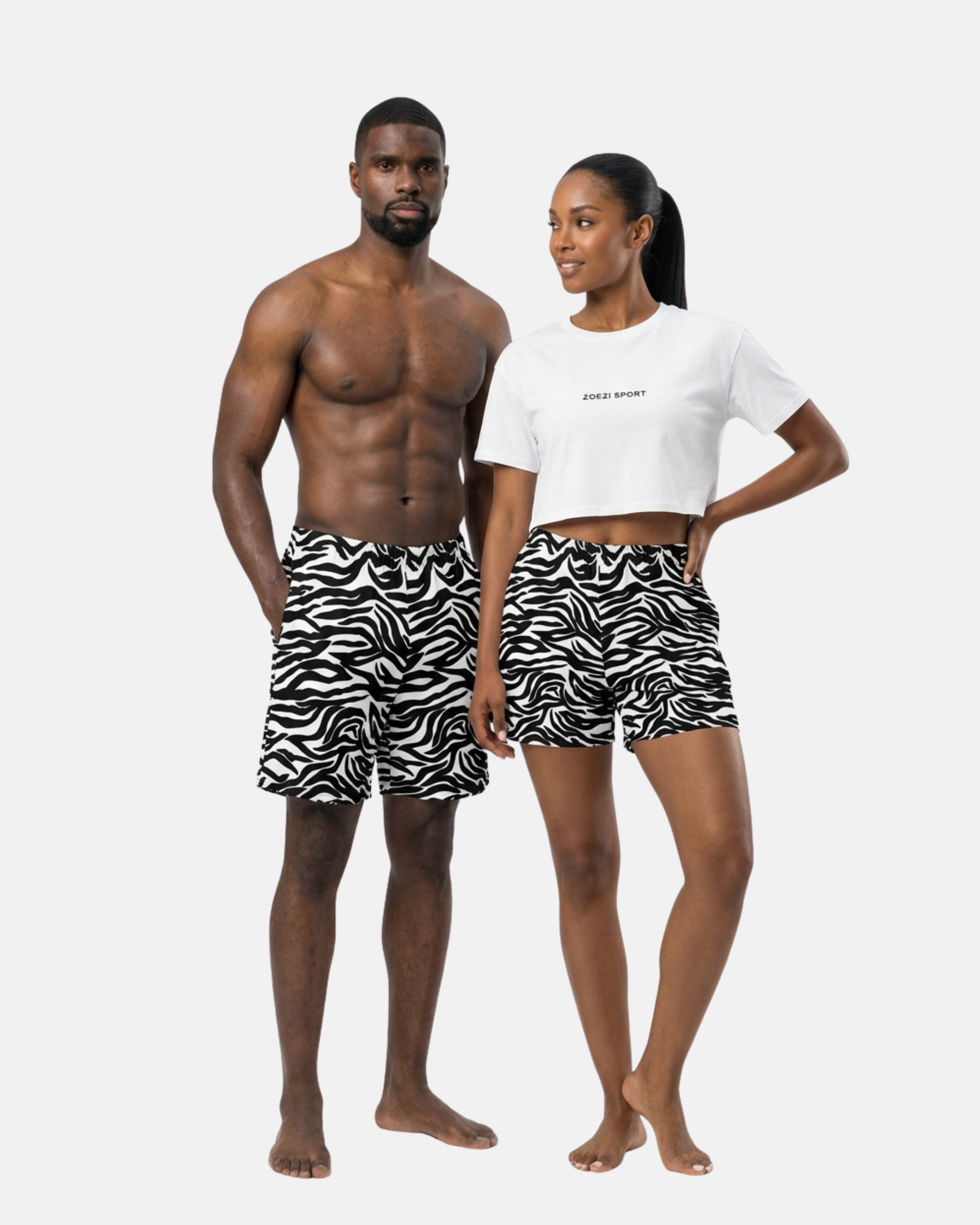 Mkali Noir Tiger Print Unisex Moisture-Wicking Athletic Long Shorts