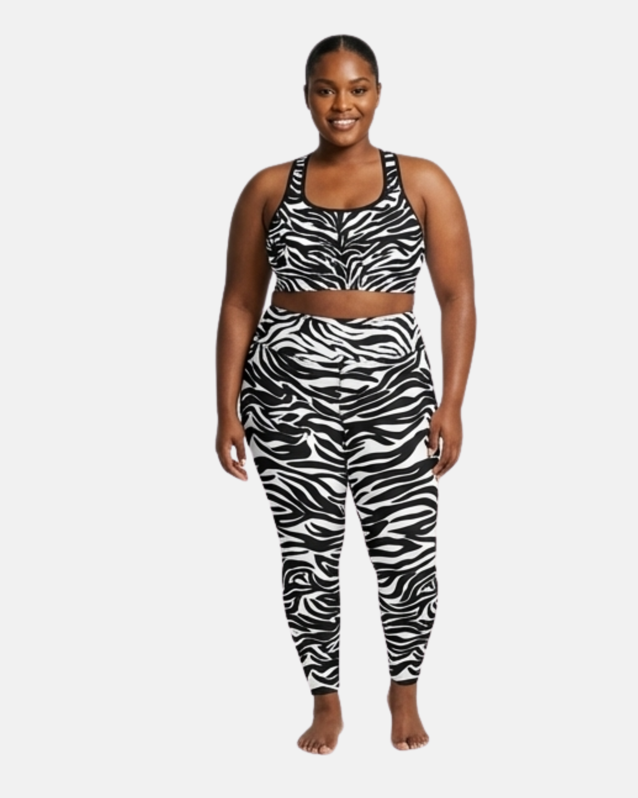 Mkali Noir Tiger Print Buttery Soft Yoga Leggings Black Trim