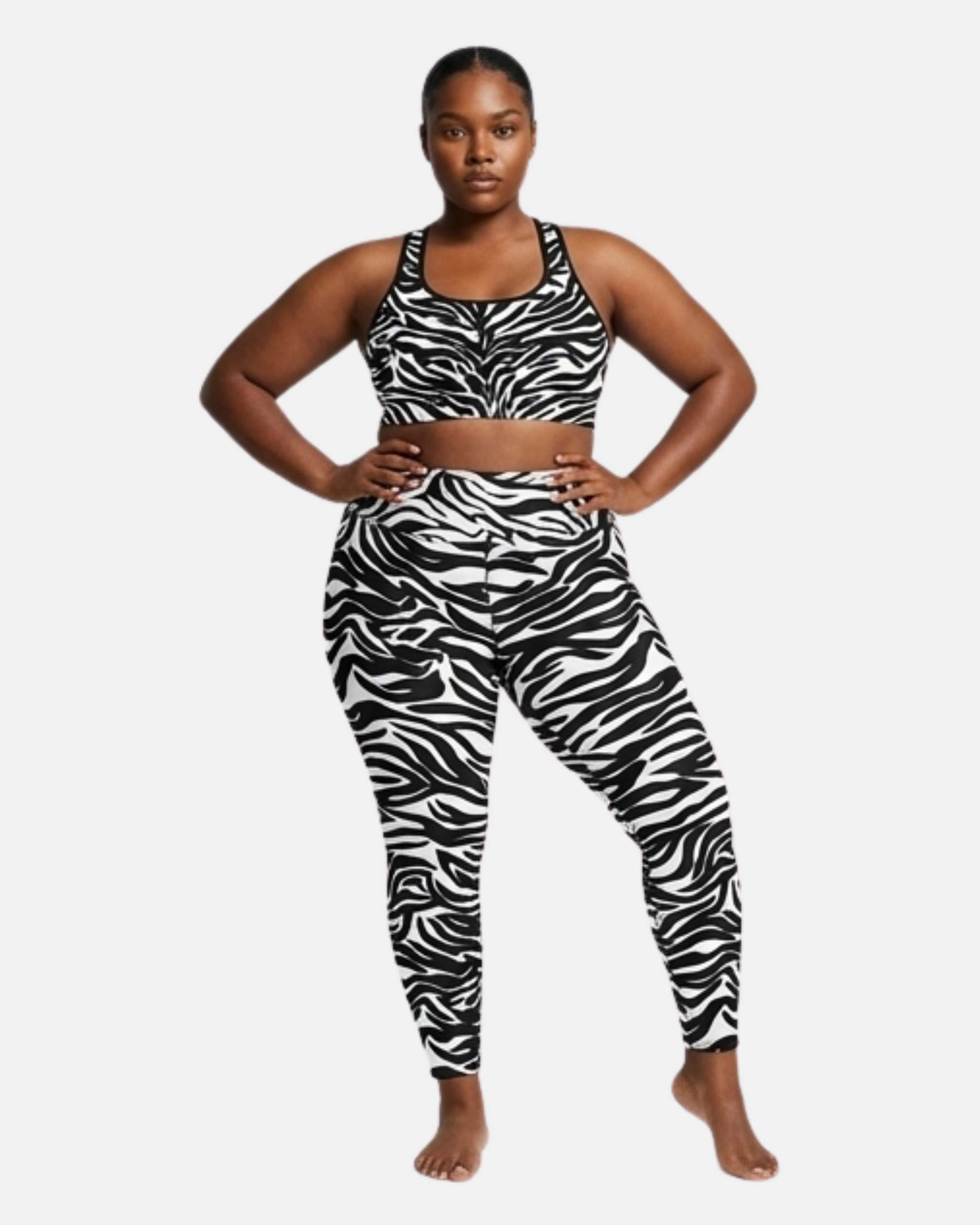 Mkali Noir Tiger Print Buttery Soft Yoga Leggings Black Trim