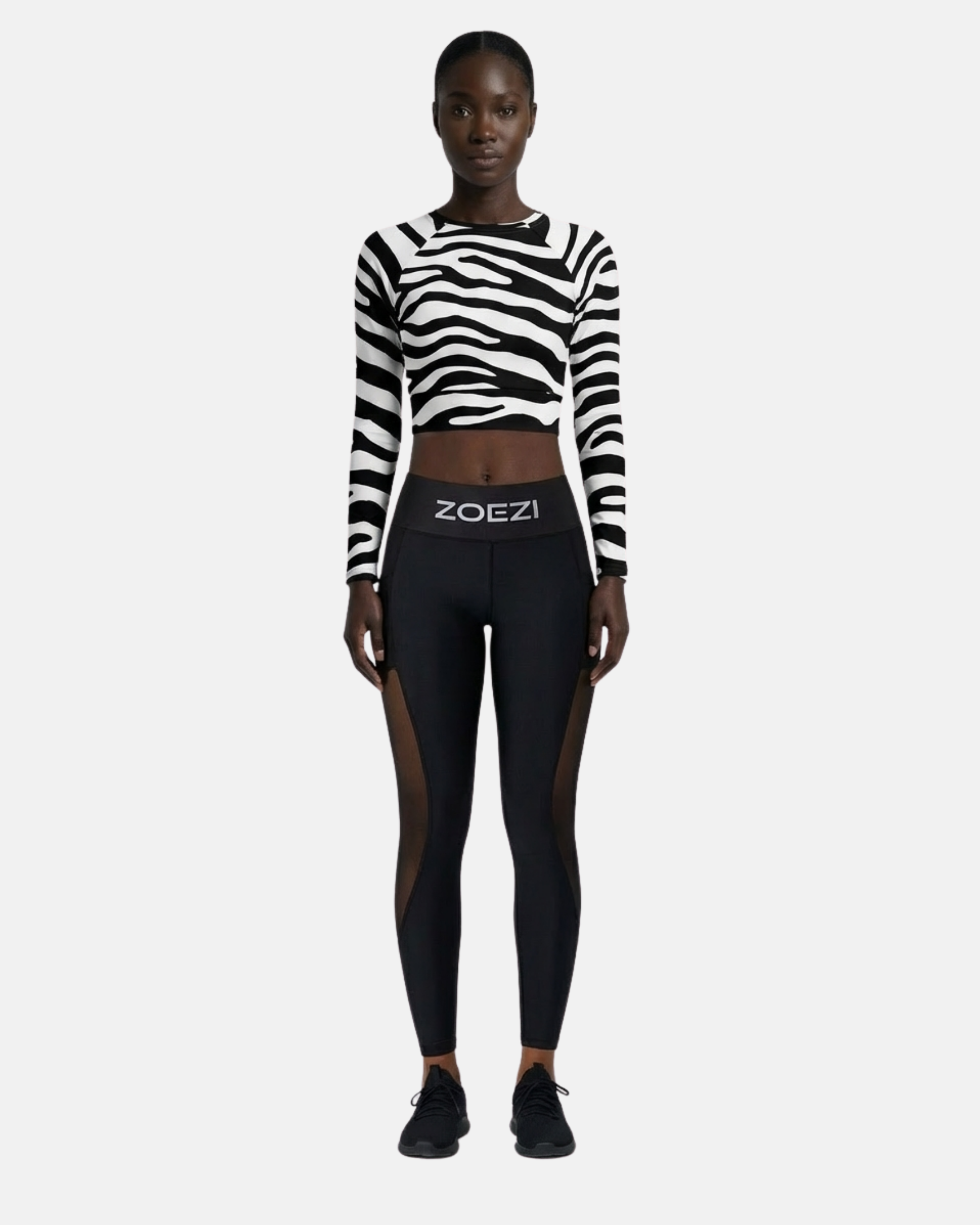 Milia Noir Zebra Print Buttery Soft Long Sleeve Crop Top