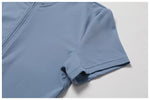 Short Sleeve Front-Zip Jumpsuit