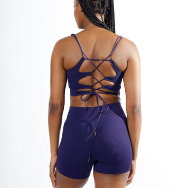 Yahya Ribbed and Seamless Open Back Strappy Sports Bra