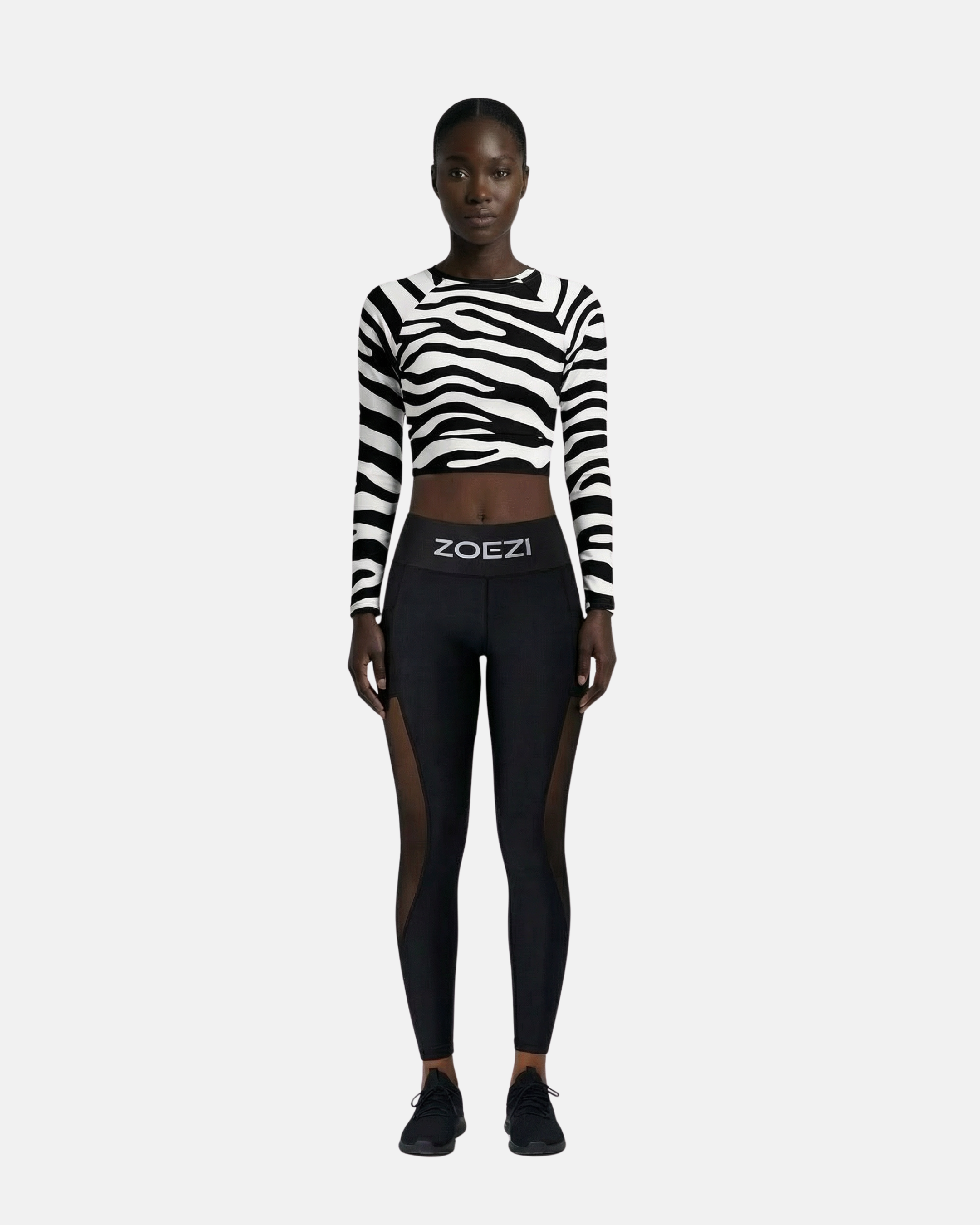 Milia Noir Zebra Print Buttery Soft Long Sleeve Crop Top