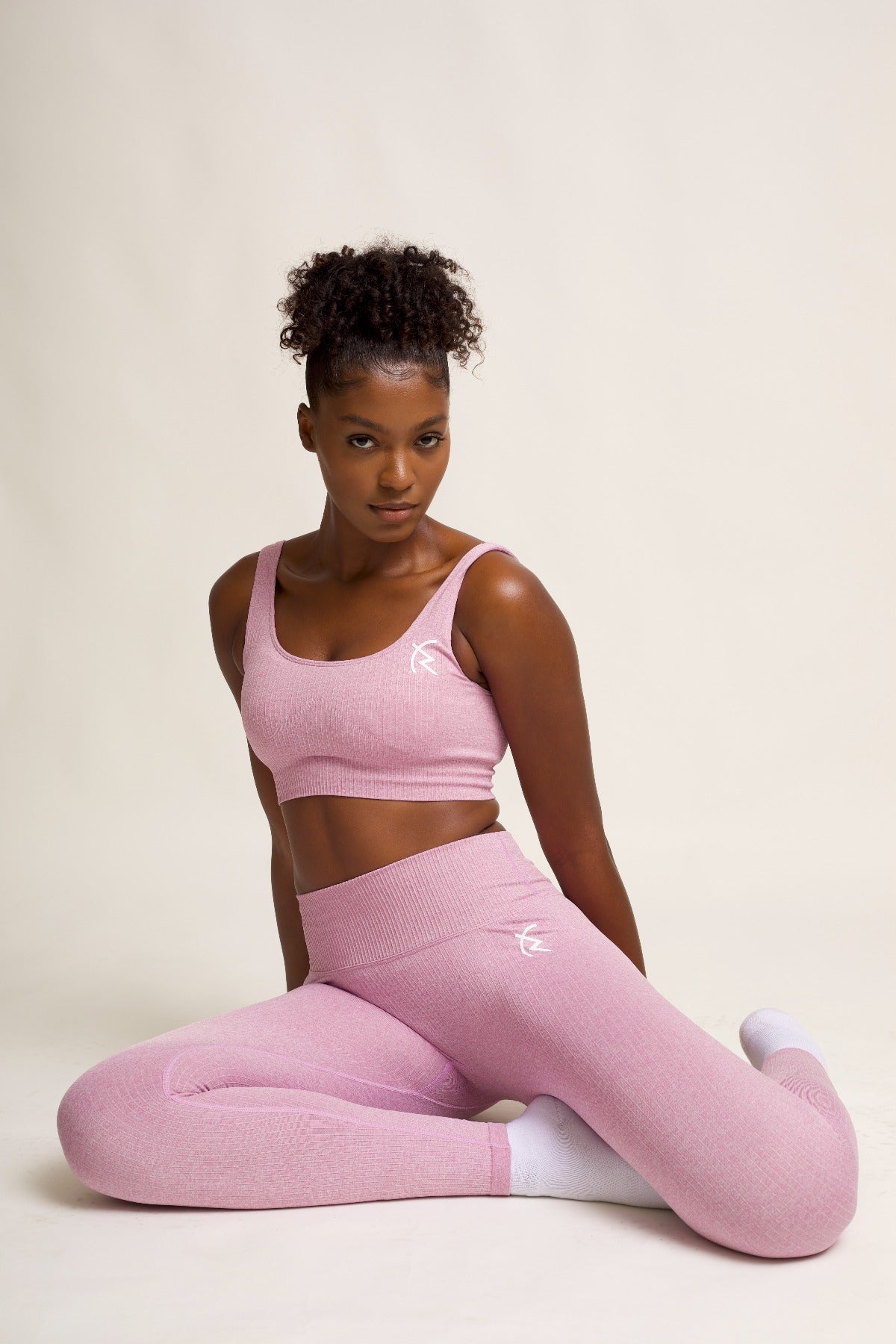 Malaika Ribbed Seamless Legging in Blush