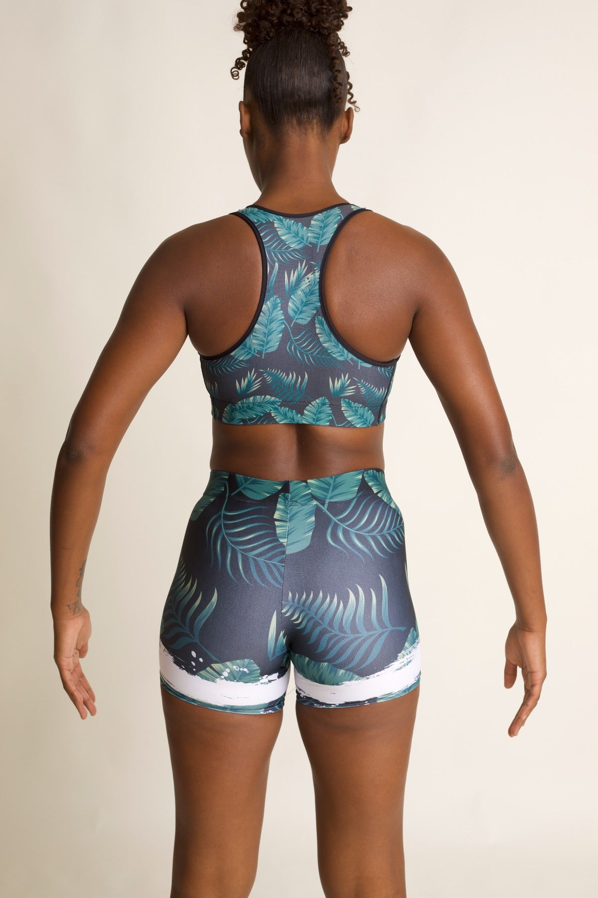 Damaris Palm Print Soft Buttery High Waisted Biker Shorts