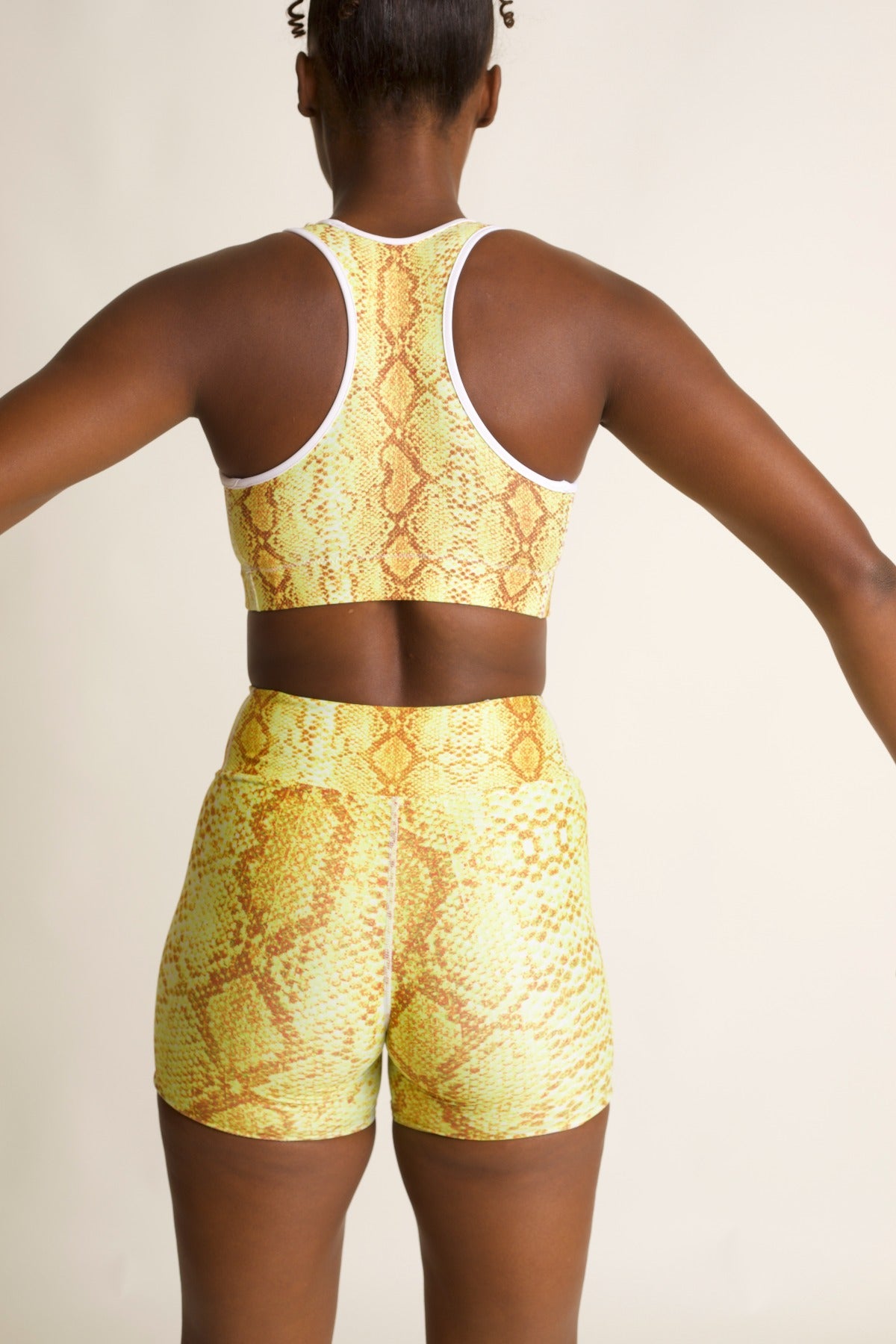 Yellow Safi Snake Print Soft Buttery High Waisted Biker Shorts