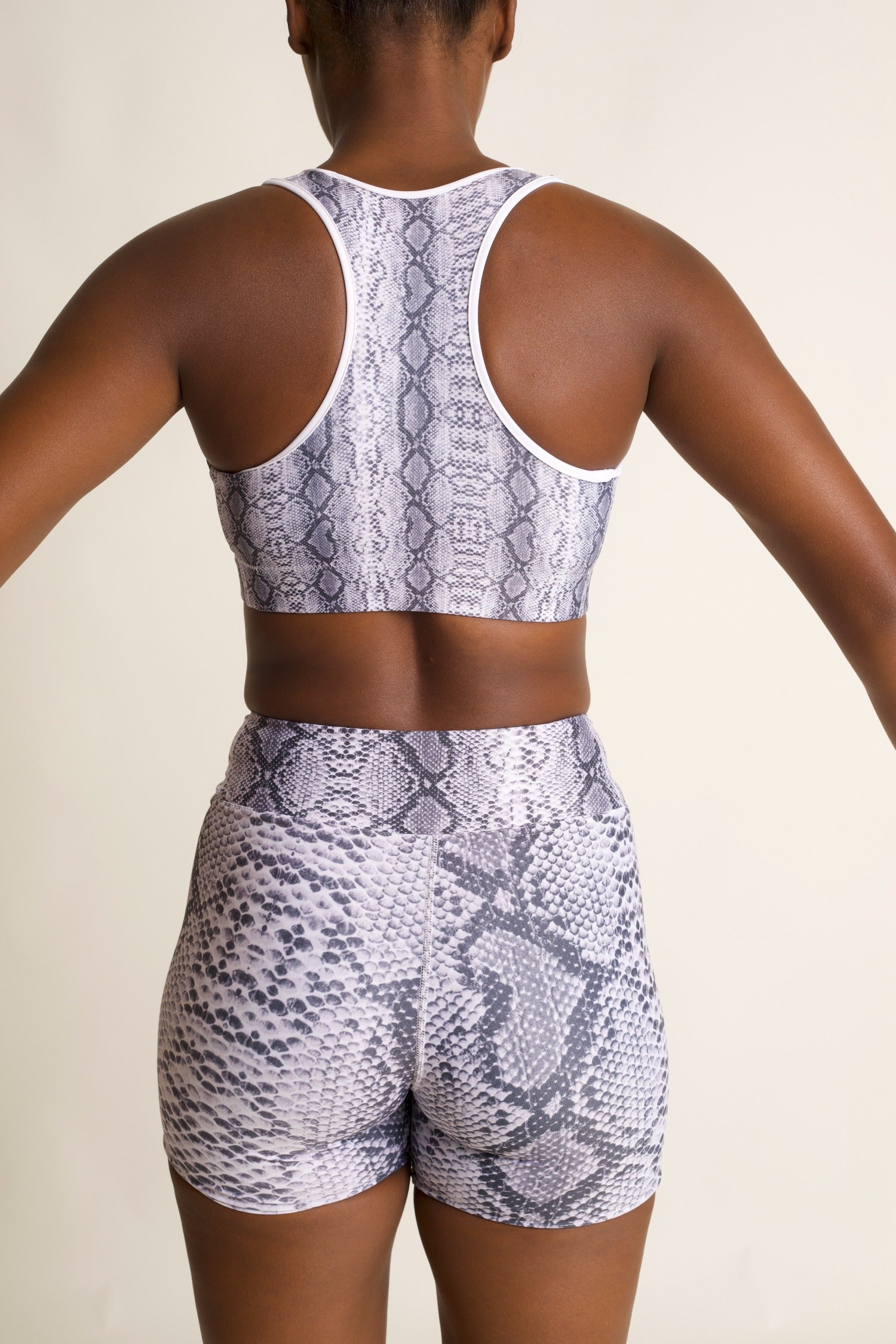 Gray Safi Snake Print Soft Buttery High Waisted Biker Shorts