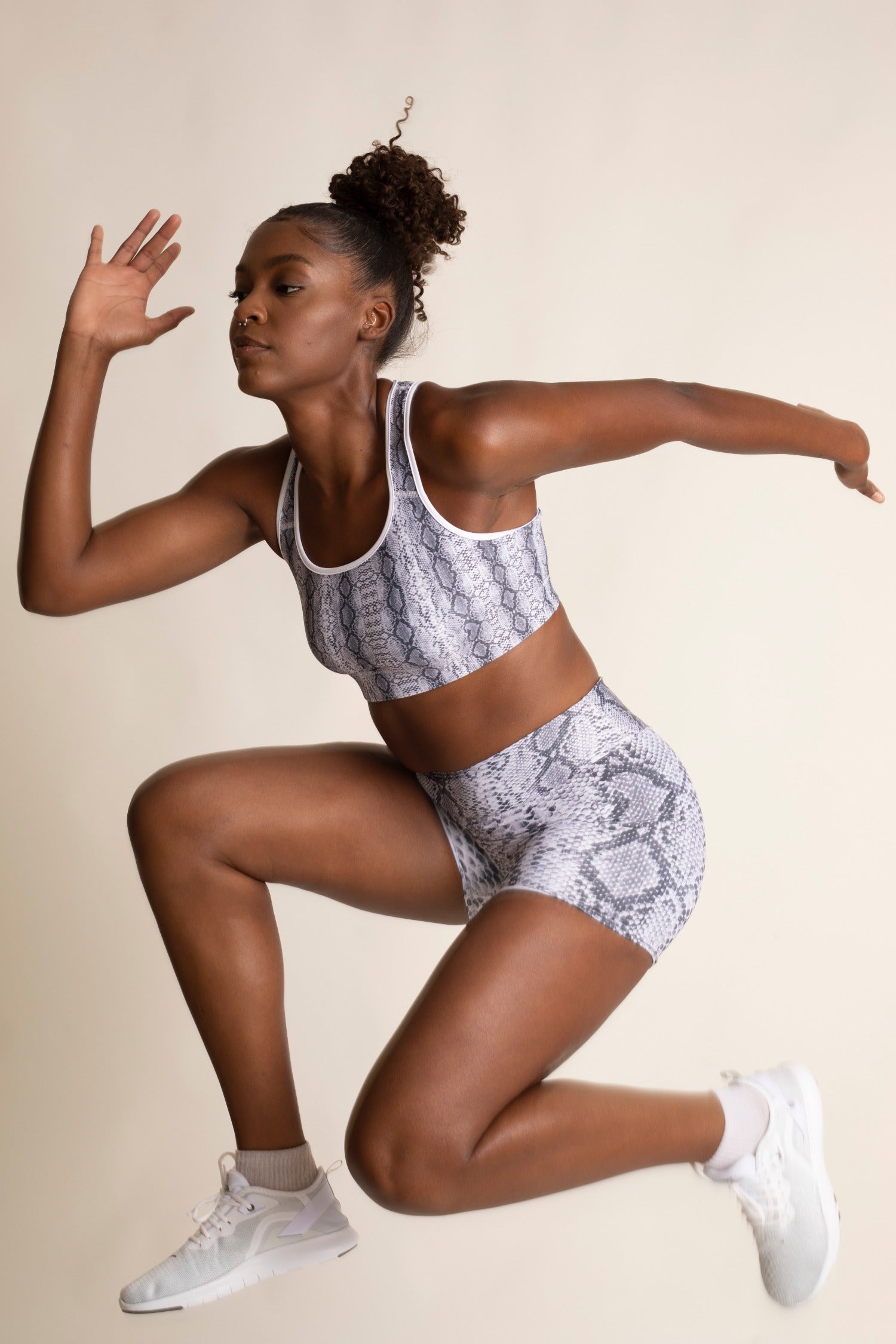 Gray Safi Snake Print Soft Buttery High Waisted Biker Shorts