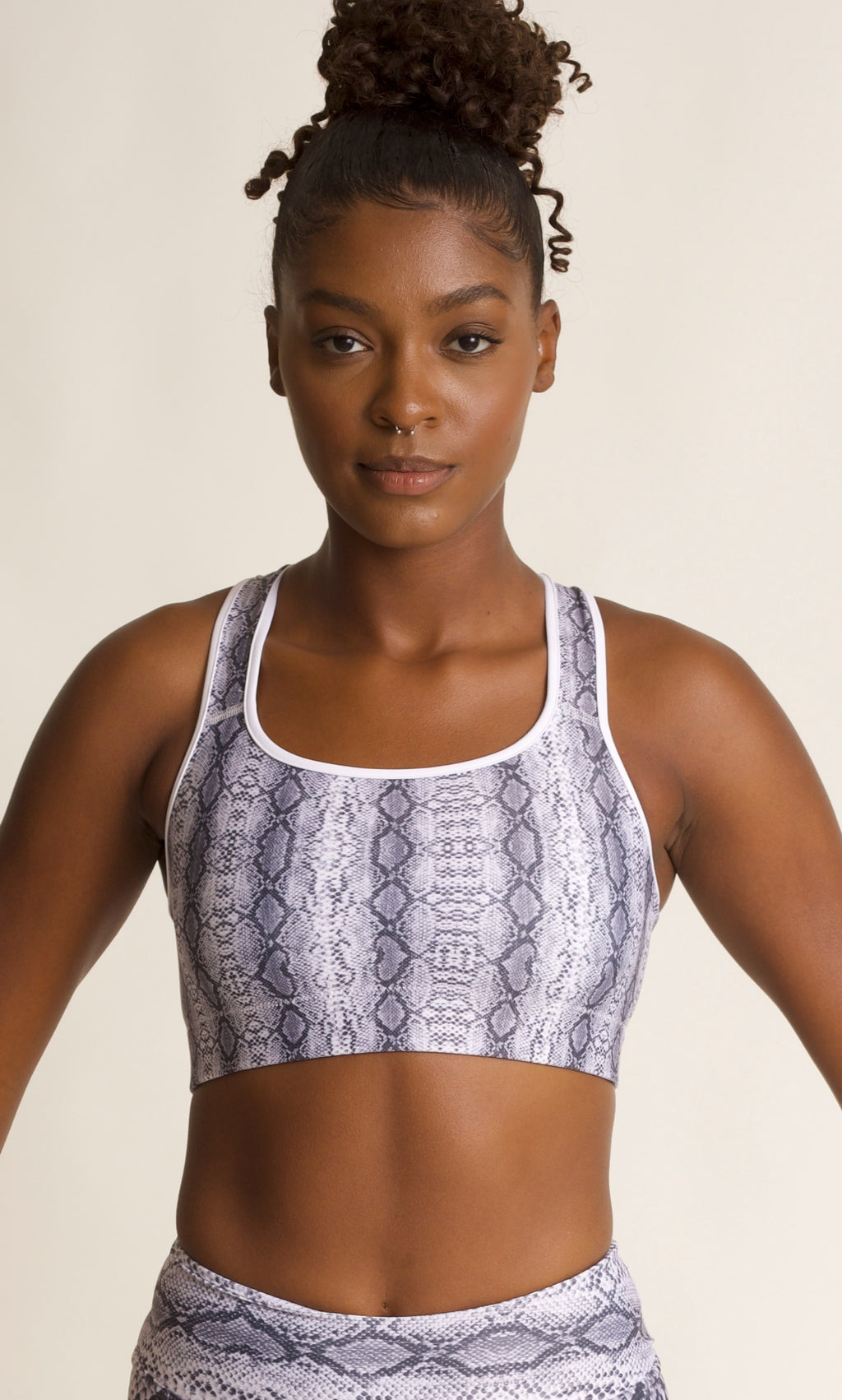 Safi Snake Print Racerback Sports Bra