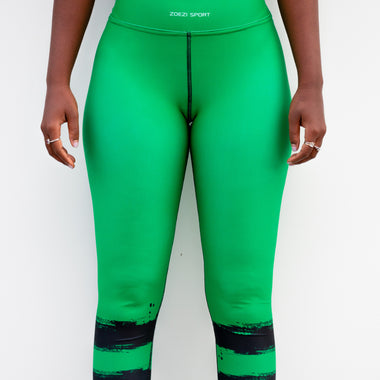 Muthoni Green Print Buttery Soft High Waisted Workout Leggings
