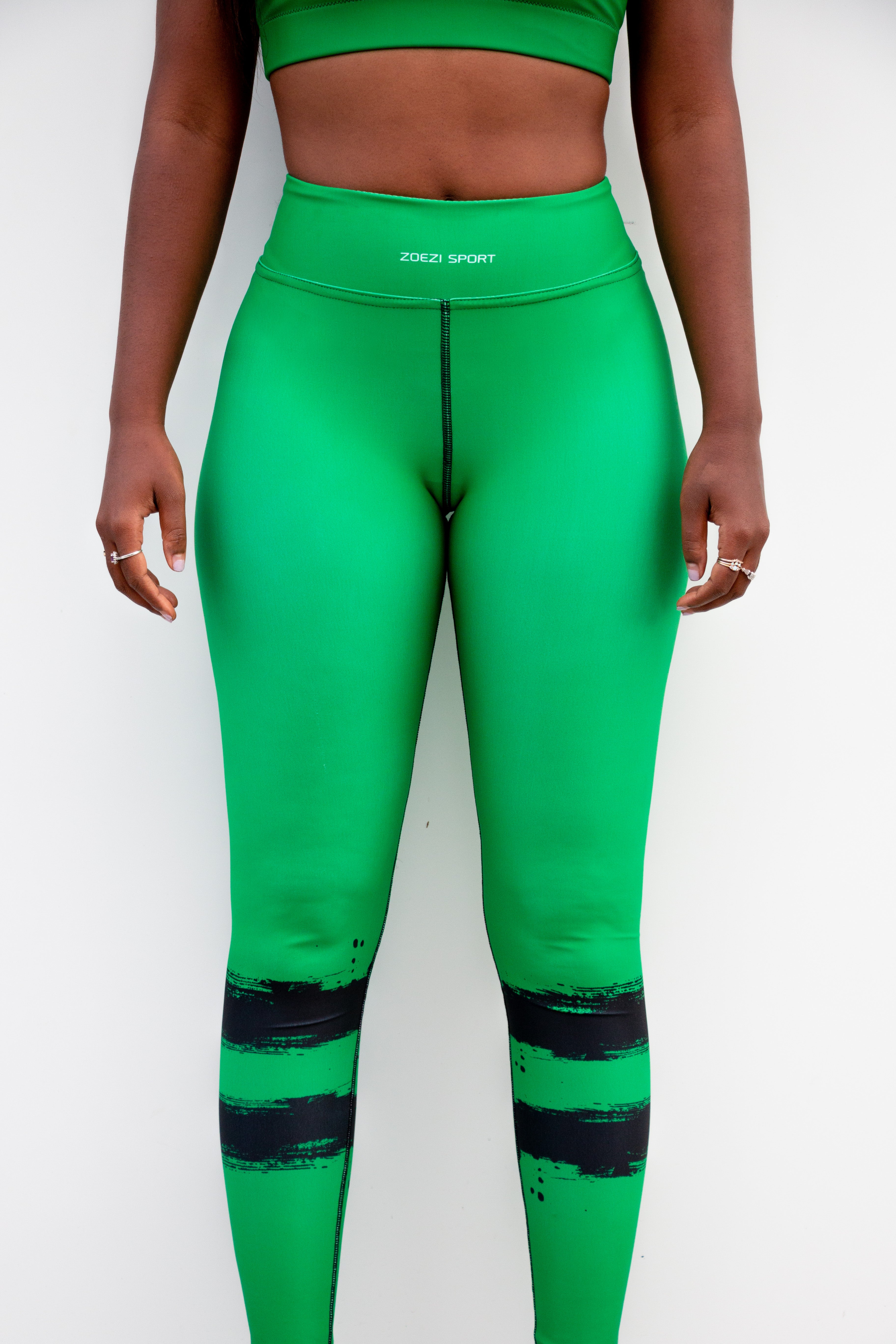Muthoni Green Print Buttery Soft High Waisted Workout Leggings – Zoezi Sport | Stretchhosen