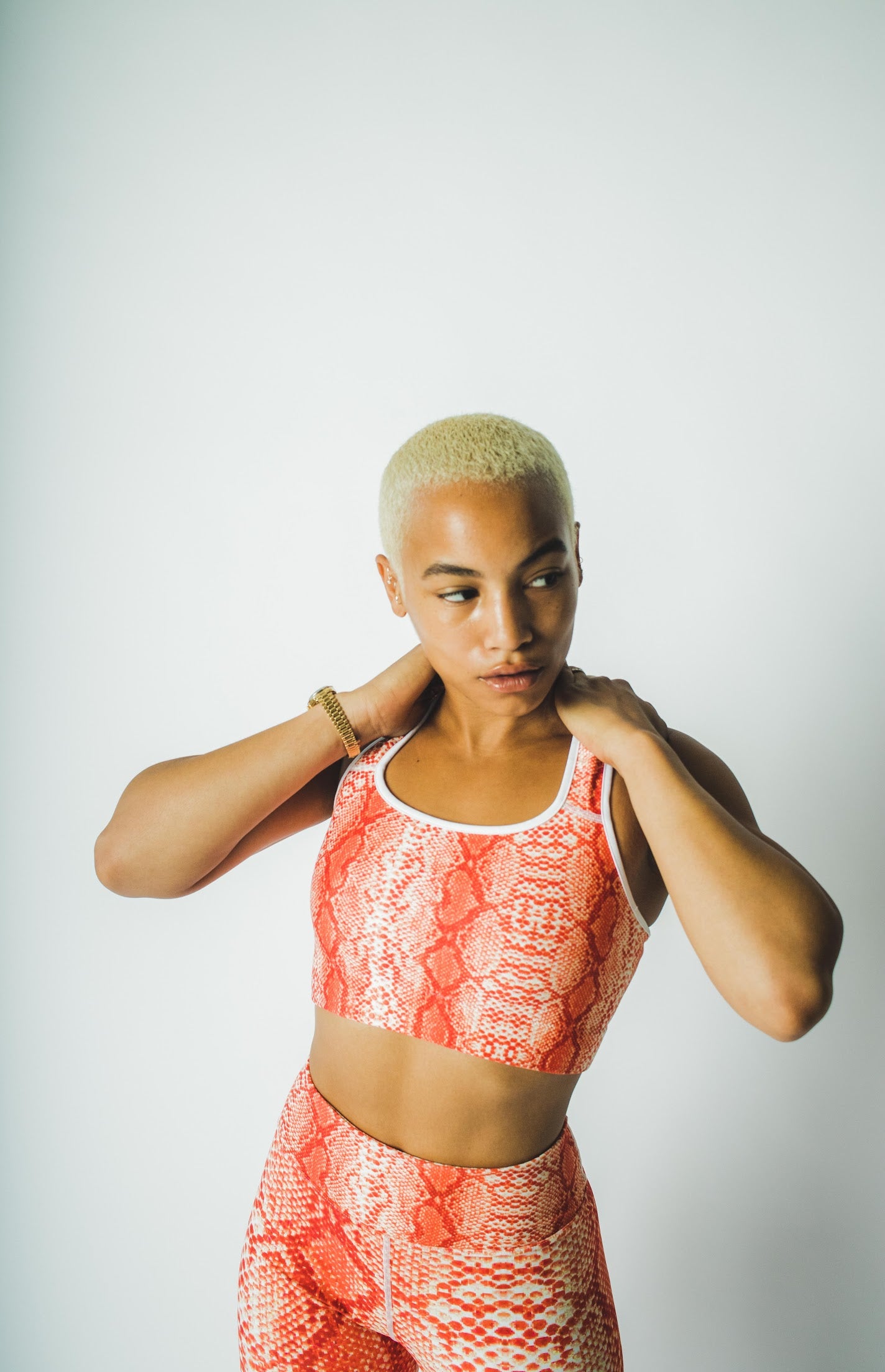 Orange Safi Snake Print Racerback Sports bra