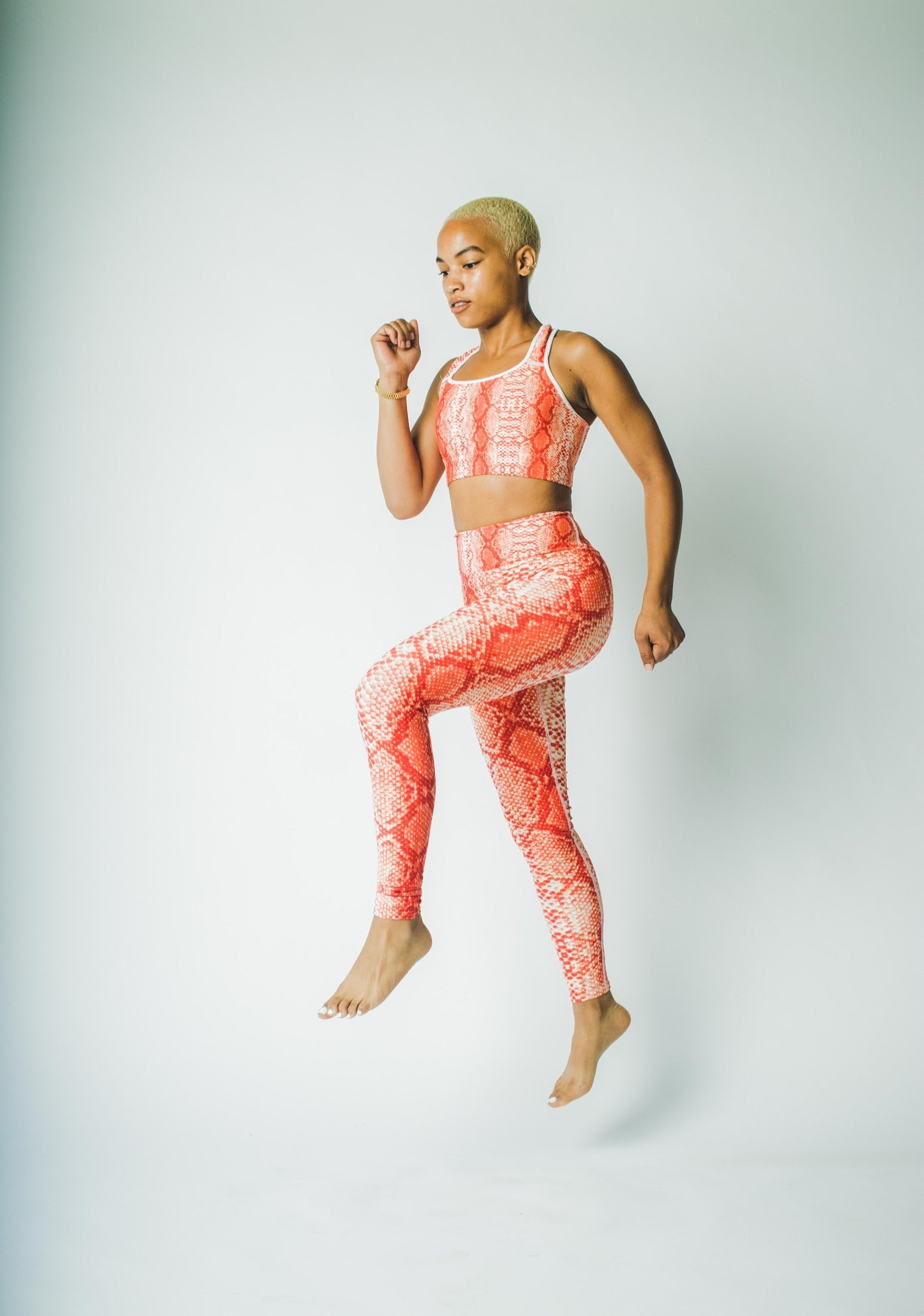 Orange Safi Snake Print Buttery Soft High Waisted Workout Leggings