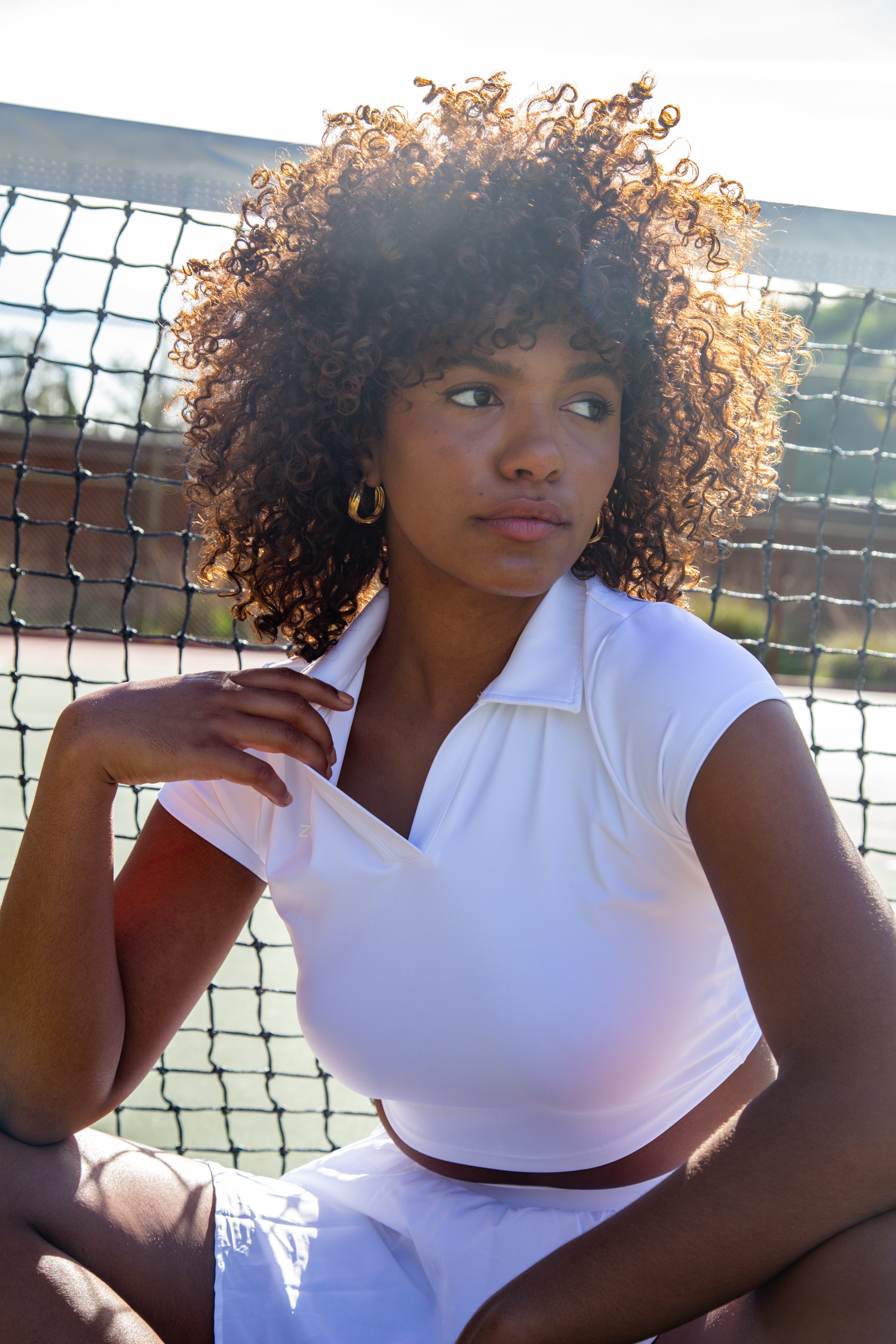 Shani Cropped Tennis Polo Shirt
