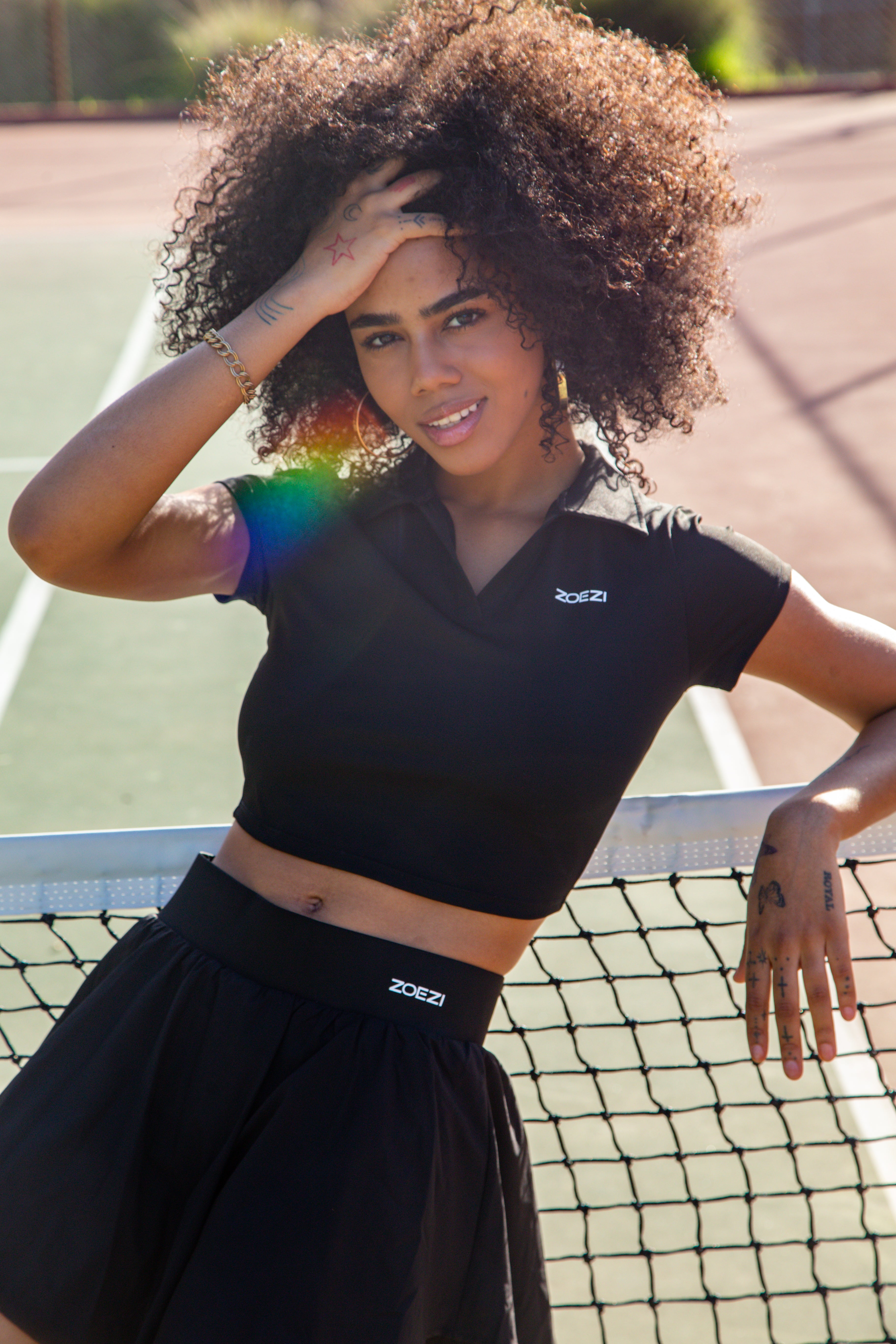 Shani Cropped Tennis Polo Shirt