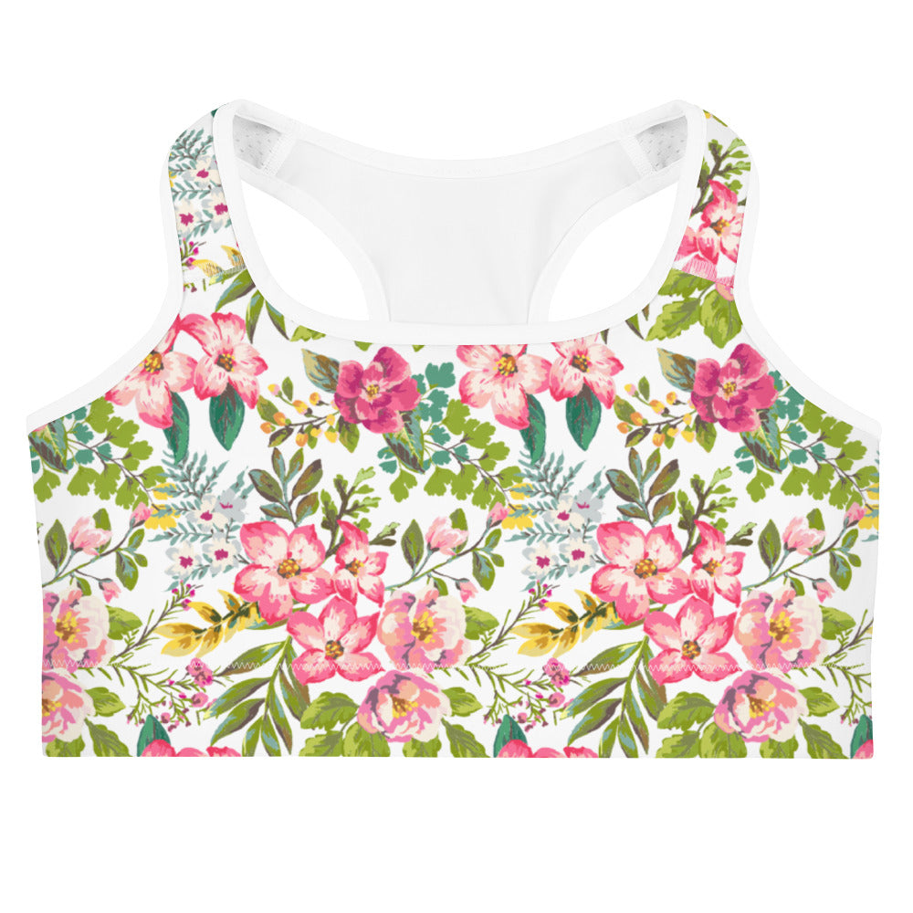 Maua Print Moisture Wicking Medium Support Racerback Sports Bra