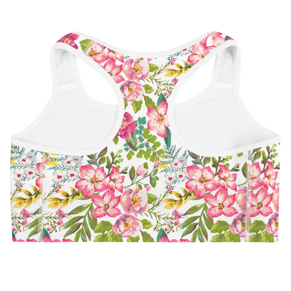 Maua Print Moisture Wicking Medium Support Racerback Sports Bra